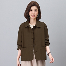 妈妈春秋外套女2026新款时尚宽松显瘦小个子短款大码休闲翻领上衣，女装短外套，悦见她