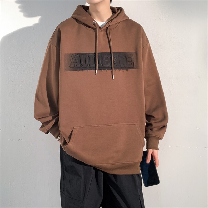 EQ190 凹凸印花连帽套头卫衣男装港风潮流春季外套P58图片