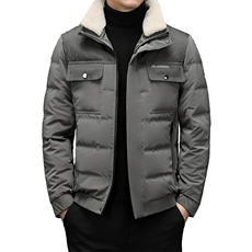 2023冬季90%鸭绒羽绒服男士羊毛立领休闲保暖羽绒服男HB9912-P235，男装羽绒服，电商B212（原钱塘6029）