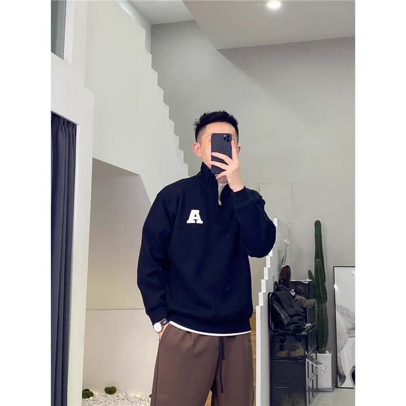 秋冬季半拉链卫衣男孩初中高中学生加绒加厚青少年大童内搭打底衫,男装T恤,星座506A