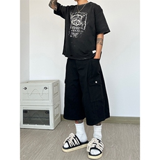 纯棉水洗工装裤七分裤短裤休闲裤A014-DY25262-P50控68，男装牛仔裤，电商A014