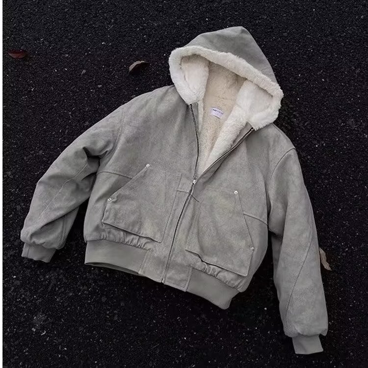 做旧连帽棉服男冬季复古宽松加厚保暖座山雕棉衣外套LM61099-P145,男装棉衣,星座1008
