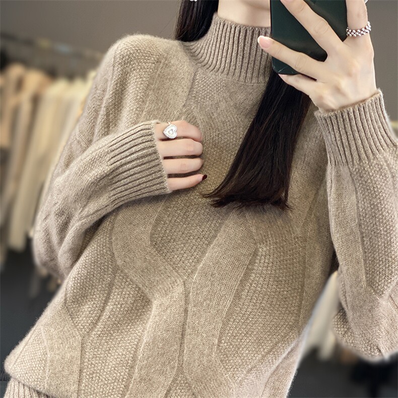 25秋冬新款V领100纯羊毛衫女流苏边长袖毛衣宽松慵懒风打底羊绒衫,女装羊毛衫,郡淞羊绒