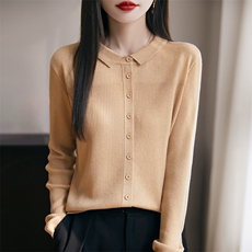 翻领毛衣外套女2025早春季新款洋气外搭毛衣针织开衫春秋披肩上衣，女装针织衫/毛衣，暖烁羊绒