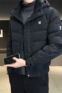 9508-M-4XL-P225标50绒店主风男士休闲满印休闲连帽羽绒服外套图片