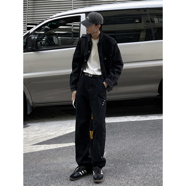 B221美式ins高街暗黑小众个性铆钉小脚牛仔裤LK23142-P65控88,男装牛仔裤,电商B221