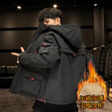 M-8XL男大码连帽加棉加绒加厚工装外套棉衣5032-1_M06，男装棉衣，星座1516-1