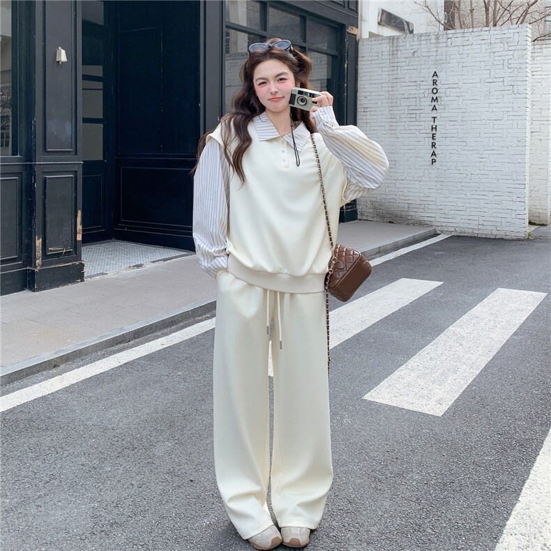 2026新款假两件条纹卫衣套装P175-K288,女装套装/套裙,2C299