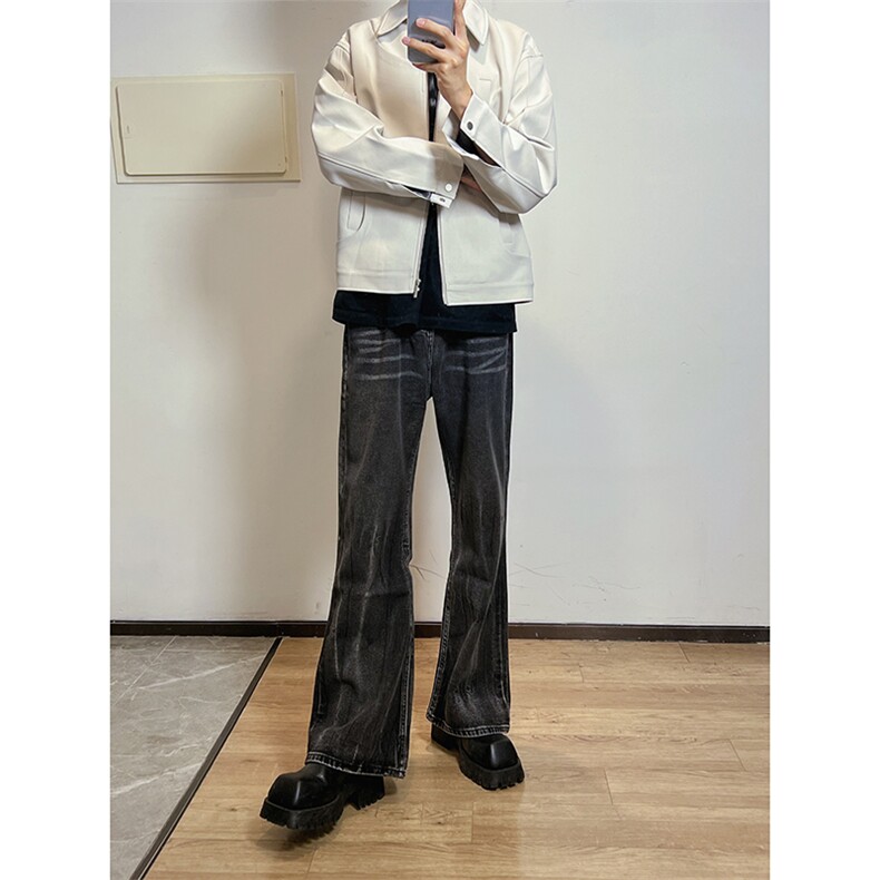B221美式ins高街暗黑重工艺宽松微喇牛仔裤LK23128-P60控78,男装牛仔裤,电商B221