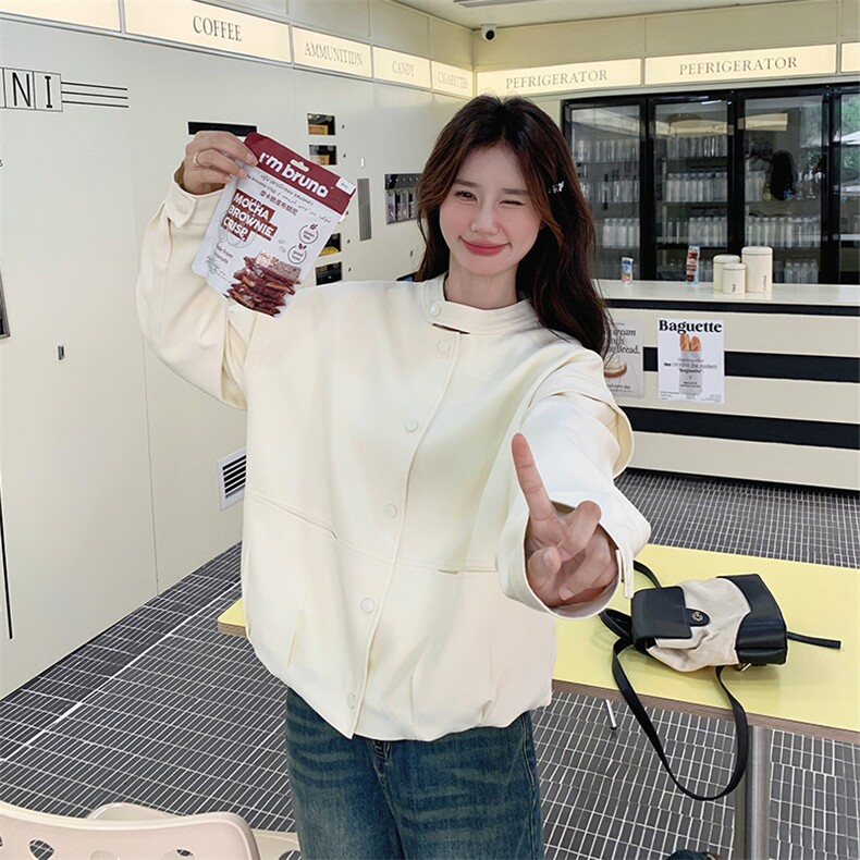 韩系chic别致棒球服外套女春季2025新款学院风减龄小个子夹克上衣,女装短外套,2C052
