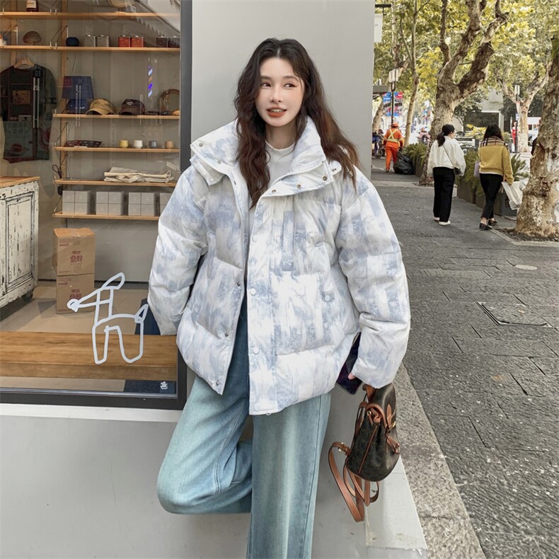 2025新款冬季简约渲染云朵泡芙羽绒服女连帽加厚保暖90白鸭绒外套图片