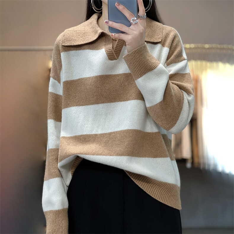 初秋潮流修身显瘦百搭女士开领羊毛衫，女装羊毛衫，温贝羊绒