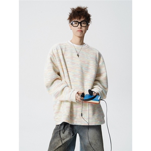 WY10156-特批40 控78 新款圆领简约套头宽松大码卫衣糯米衣服男图片