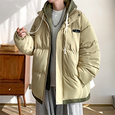 棉衣男冬季新款港风宽松假两件连帽羽绒棉服D9999-P80(现货），男装棉衣，星座214-3