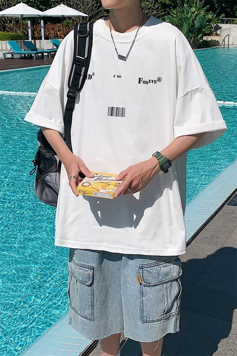 1YYDS/EMO字母图案港风情侣大码M-5XL风短袖男DT7643P25控38,男装T恤,星座226-2