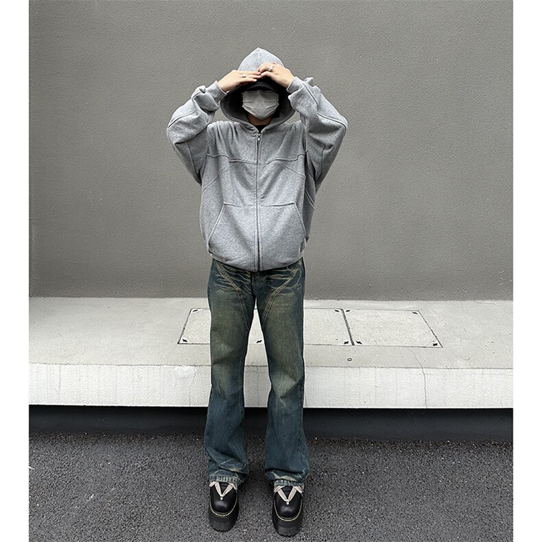 美式ins高街hiphop暗黑重工艺水洗暗黑微喇牛仔裤货号K2407P65,男装牛仔裤,电商A063