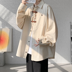 8XL-M特大码风棉麻长袖盘扣亚麻刺绣衬衫男新中式CS510P65，男装衬衫，电商D206-1