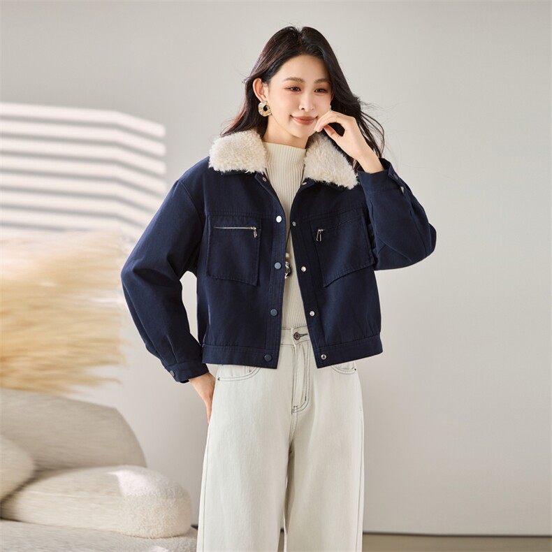 2025秋冬装新款加绒加厚短款外套,女装棉衣/棉服,梦芯尔