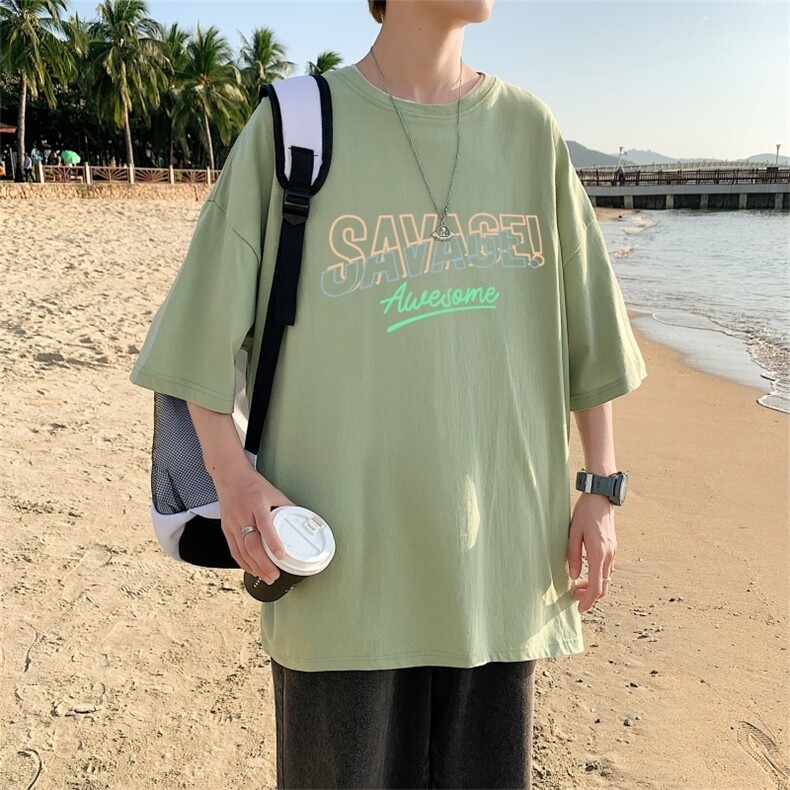 T3353P25落肩款宽松T恤克莱因蓝T仓库一件起正常配送中男港风T恤,男装T恤,星座510A-1