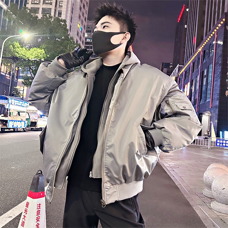 B37/特P158控208冬季加厚假两件设计感棉衣外套高档宽松皮料棉服1，男装棉衣，星座305B