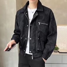 棕色做旧皮衣外套男痞帅设计感小众情侣休闲翻领夹克JK8896，男装皮衣，星座1116A（原606A-3）