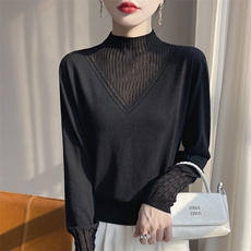 半高领打底衫女2025年春季内搭显瘦软糯百搭纯色针织衫，女装羊毛衫，凯思米羊绒