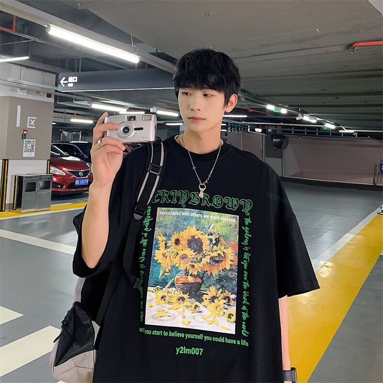 1港风休闲运动情侣大码M-5XL中性潮短袖T恤男DT7707P25控38,男装T恤,星座226-2