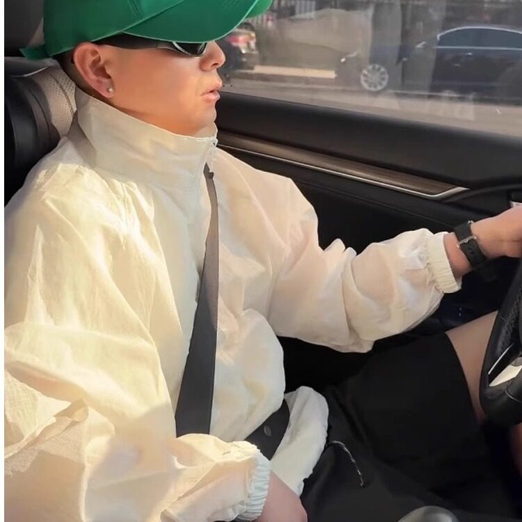 绿松石色格纹立领防晒服男夏季新款50UPF+速干透气凉感薄款上衣,男装夹克,星座218-1（原230）