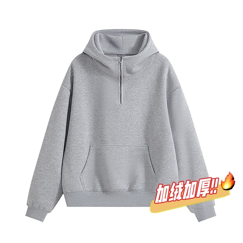 连帽卫衣加绒奥粒绒重磅无帽绳500克拉链硬挺外套男 RH5305JR-P59图片