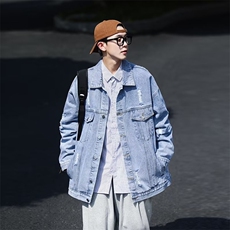 cityboy风破洞牛仔夹克ins港风高街字母印花外套男秋季J2192P65，男装夹克，星座1116-2