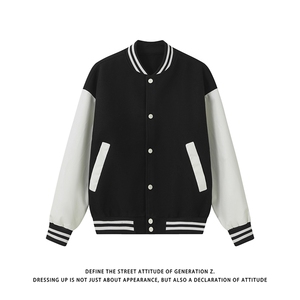 白底-美式棒球服男士秋新款百搭夹克外套 9112-P68图片