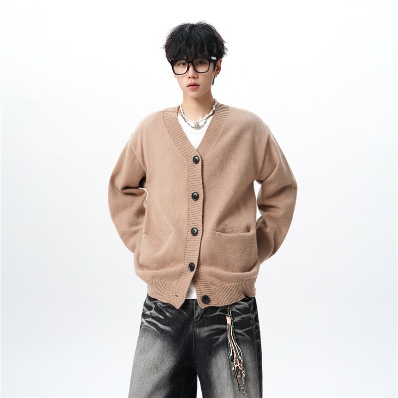 8XL-M大码V领开衫毛衣外套男日系复古宽松慵懒风针织衫KS002p55,男装针织衫/毛衣,电商B312