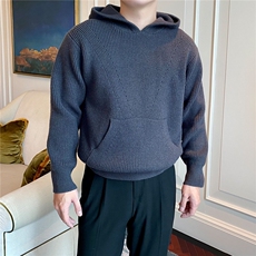 网络图YM91重磅连帽针织衫黑色蓝色红色M~3XL，男装针织衫/毛衣，星座1210-1