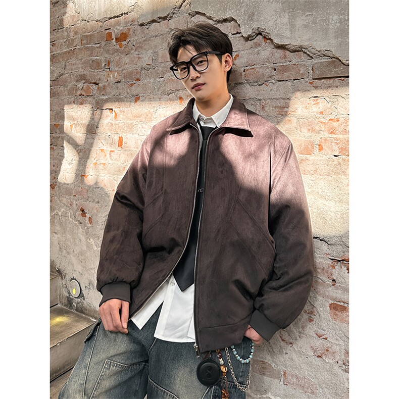 结构设计美式冬季棉服复古麂皮绒短款宽松加棉外套986P118，男装棉衣，电商A458A