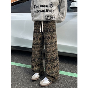 8XL-M羊羔绒裤子男冬季加绒加厚民族风重磅针织棉裤大码KZ023P78图片