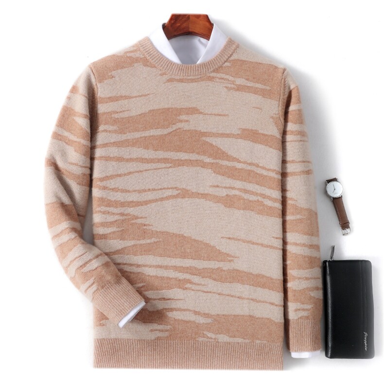 秋冬季新款舒适时尚百搭男士加厚圆领羊毛衫男装，男装羊毛衫，绒韵雅