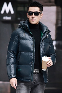 高品质脱卸帽短款90白鸭绒羽绒服外套中年男装加厚羽绒服夹克图片