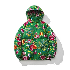 连帽东北大花棉衣外套风汉服宽松棉服棉袄保暖A1P-85，男装棉衣，电商A128