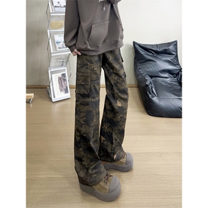 B221美式ins高街暗黑修身微喇迷彩弹力牛仔裤LK25462-特P45控78图片