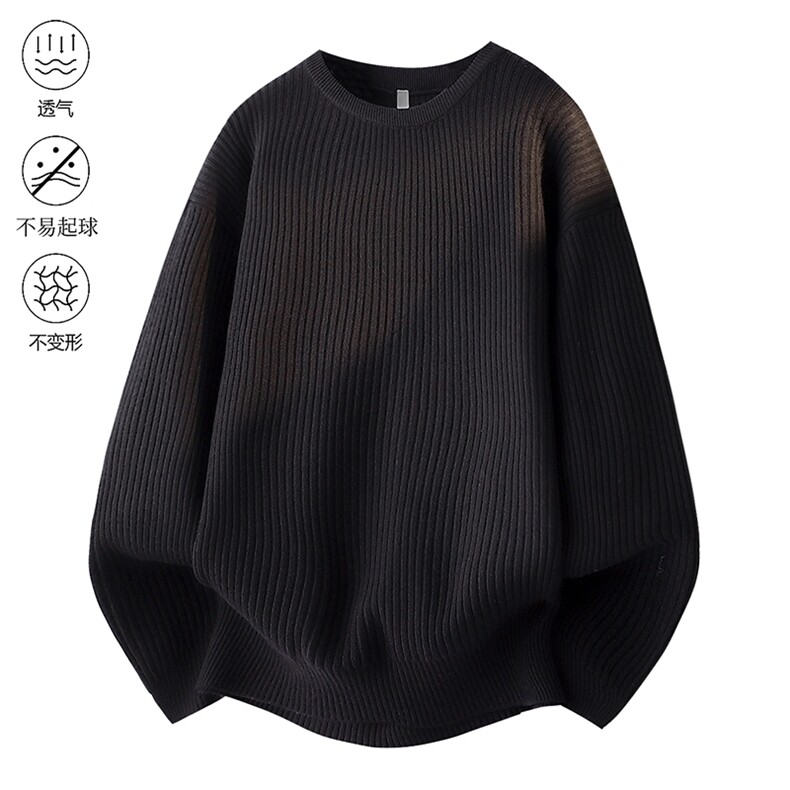 2025秋冬加厚高品质设计感纯色街头圆领轻奢针织毛衣MZ84-P48图片