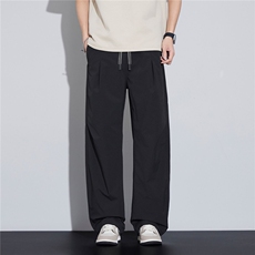 男士卡其色休闲裤2026新款宽松阔腿裤美式弯刀裤长裤男Y62077主推，男装休闲裤，星座224-1