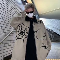 潮美式蜘蛛刺绣外套男秋季潮牌夹克情侣棒球服ins上衣JK835，男装夹克，星座1116A-1（原606A）