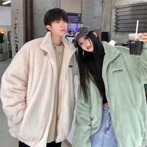 D3124-TP95 控价138 新款仿兔毛绒情侣外套冬季时尚纯色棉衣男女图片