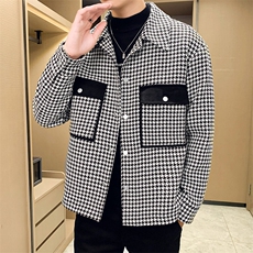 男新款呢子大衣秋冬妮子毛呢短款宽松夹克外套A236-JK-3056-P135，男装夹克，电商A236
