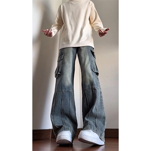 抖音品质水洗美式复古工装牛仔裤男休闲裤子-A1158TP55JR65控88图片