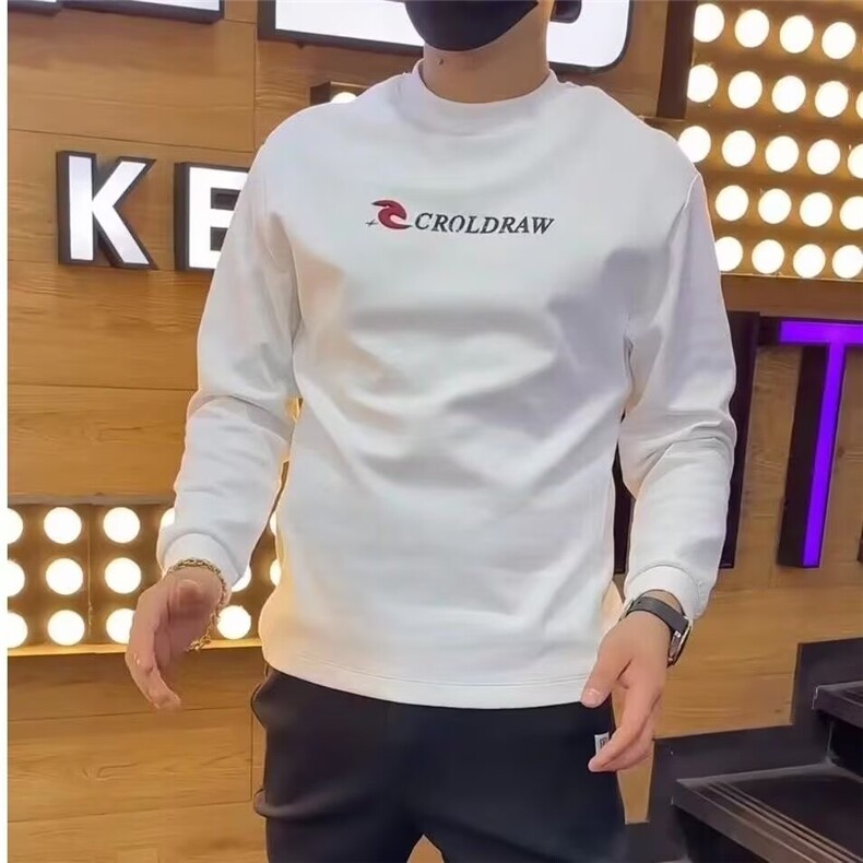 长袖T恤男潮牌港风黑白色纯棉圆领大码宽松打底衫秋上衣ins,男装衬衫,星座506A