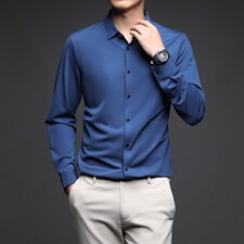 长袖衬衫男中年商务休闲时尚春秋季薄款男士衬衣男2023新款上衣，男装衬衫，电商B212（原钱塘6029）