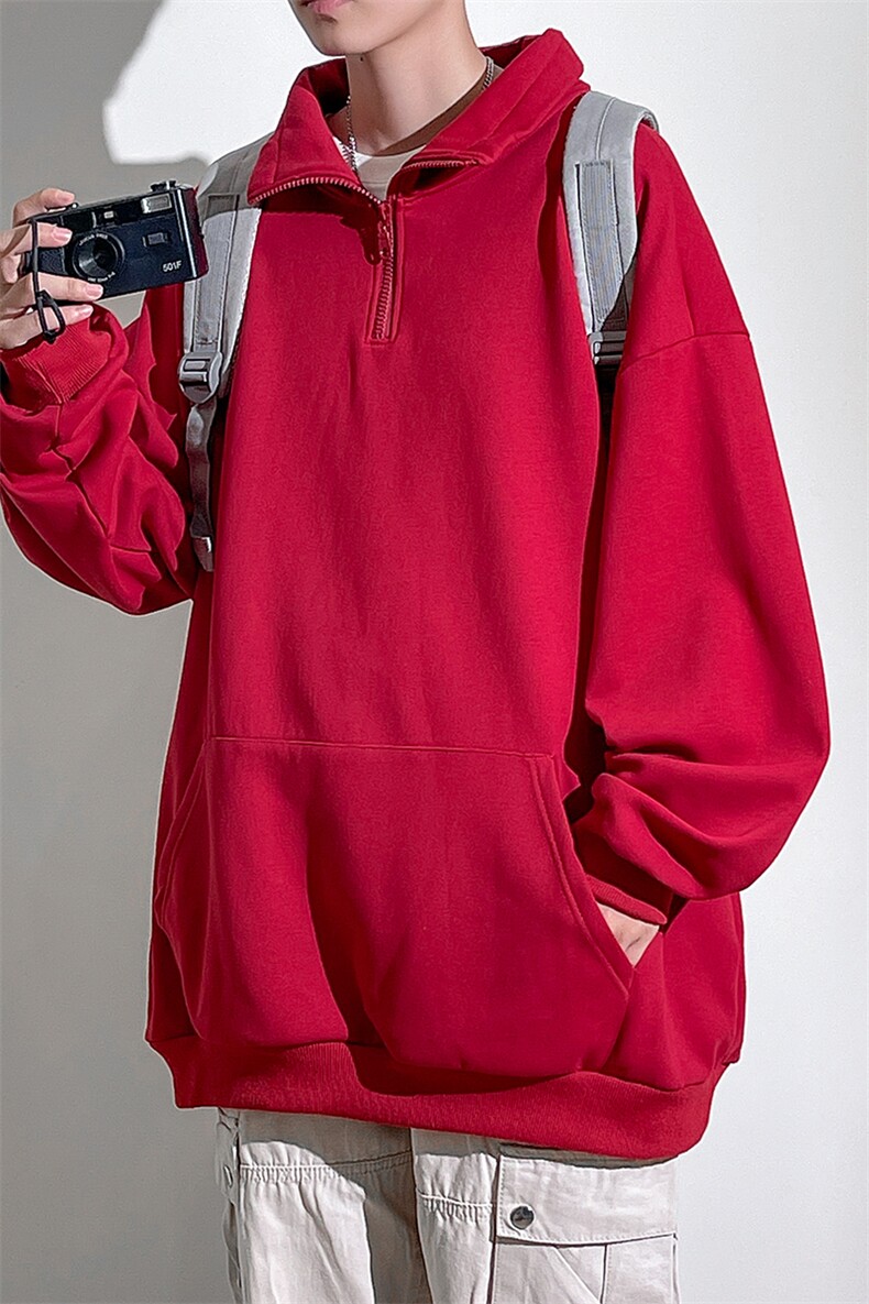 1360克重磅半拉链POLO衫50%棉50%涤纶大码M-5XL卫衣男WY77077P65,男装Polo衫,星座226-2