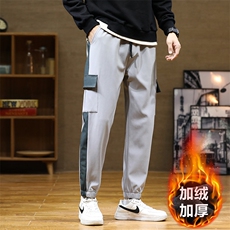 秋冬新款梭织男裤百搭设计感加绒港风休闲裤束脚裤K226H-P45，男装卫衣，星座717