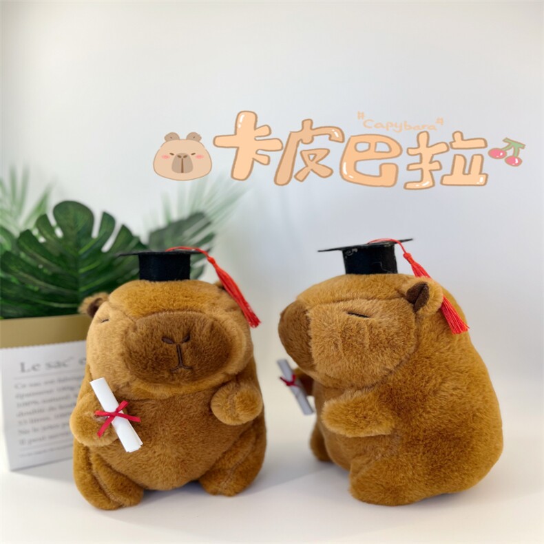 博士水豚可爱毛绒玩具卡皮巴拉精品八寸娃娃机公仔爆款玩偶女生，森宇毛绒玩具厂
